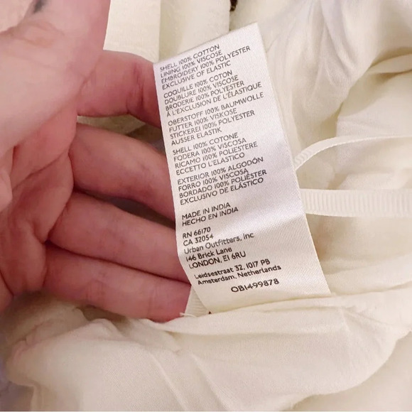 Free People Kai Embroidered Pants Balloon Palm Tree High Waisted Ivory Brown - Picture 8 of 8